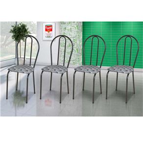Conjunto com 4 Cadeiras Artefamol em Courvin Ref 004 - Craqueado/Preto/Capitone