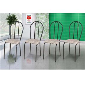 Conjunto com 4 Cadeiras Artefamol em Courvin Ref 004 - Craqueado/Preto/Rattan