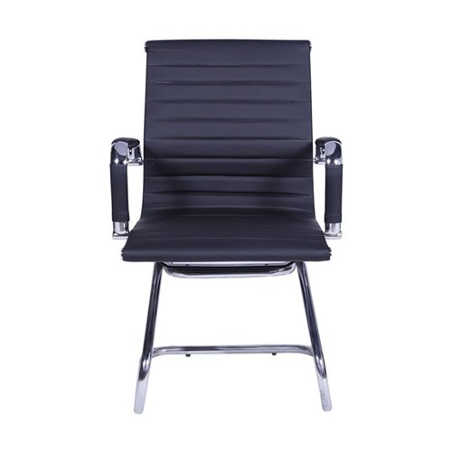 Conjunto com 4 Cadeiras de Escritório Esteirinha Charles Eames Pu Fixa Preta