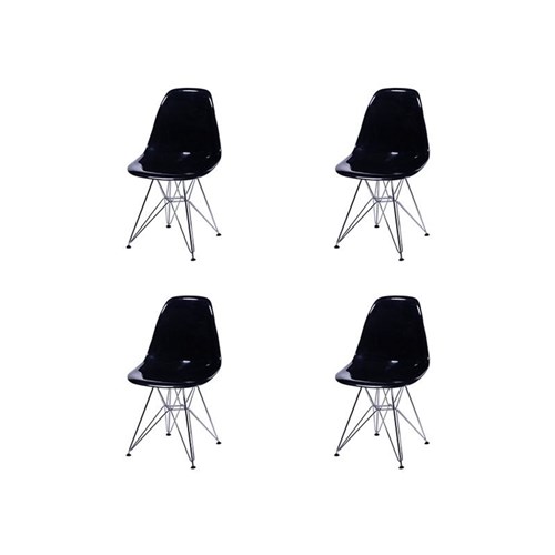 Conjunto com 4 Cadeiras Dkr Eames Polipropileno Base Eiffel Ferro Preta Inovakasa