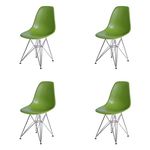 Conjunto com 4 Cadeiras Dkr Eames Polipropileno Base Eiffel Ferro Verde Inovakasa