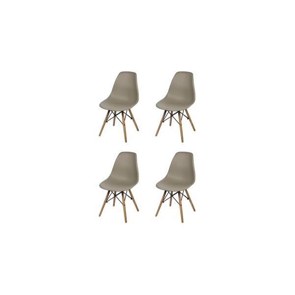 Conjunto com 4 Cadeiras Dkr Polipropileno Base Eiffel Madeira Fendhi - Inovakasa