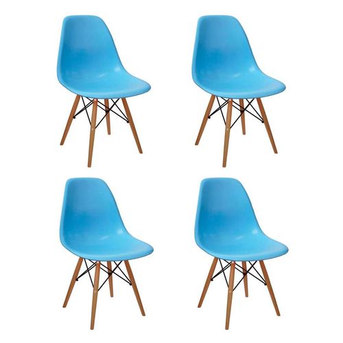 Conjunto com 4 Cadeiras Eames Eiffel Azul