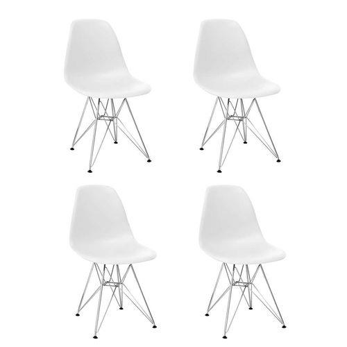 Conjunto com 4 Cadeiras Eames Eiffel Branco Base Metal