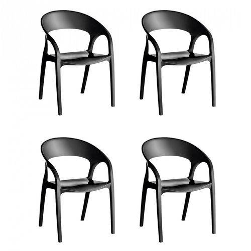Conjunto com 4 Cadeiras Glass Plus Kappesberg UZ4004 - Preto