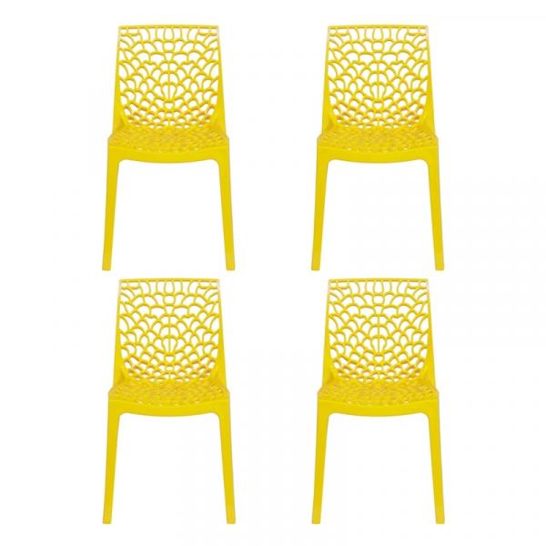 Conjunto com 4 Cadeiras Gruvyer Italiana Amarela - Inovakasa