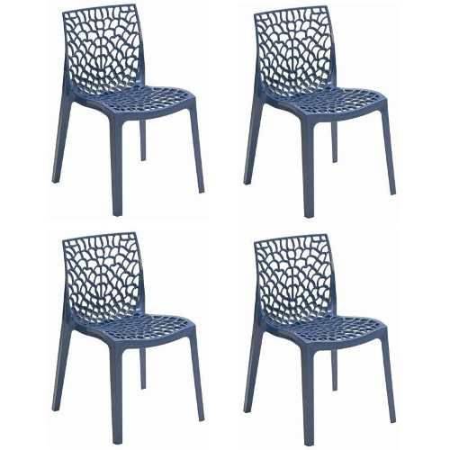 Conjunto com 4 Cadeiras Gruvyer Italiana Azul