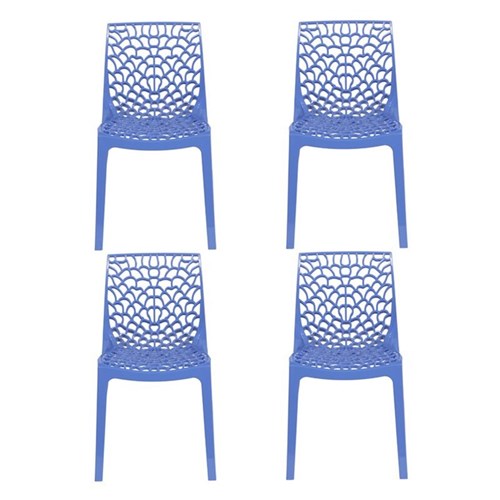 Conjunto com 4 Cadeiras Gruvyer Italiana Azul