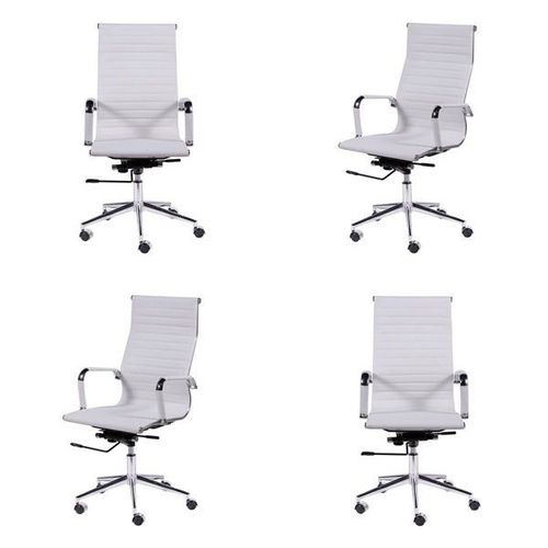 Conjunto com 4 Cadeiras Office Esteirinha Charles Eames Pu Alta Branca