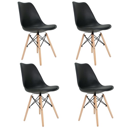Conjunto com 4 Cadeiras Saarinen Preto