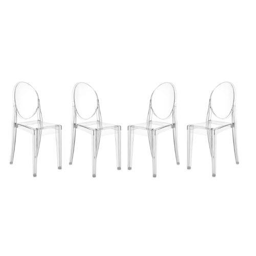 Conjunto com 4 Cadeiras Victoria Ghost Incolor