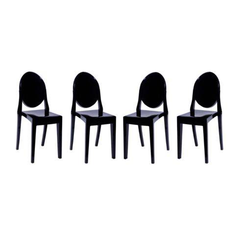 Conjunto com 4 Cadeiras Victoria Ghost Preta