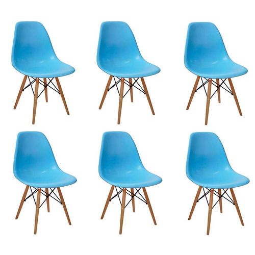 Conjunto com 6 Cadeiras Eames Eiffel Azul