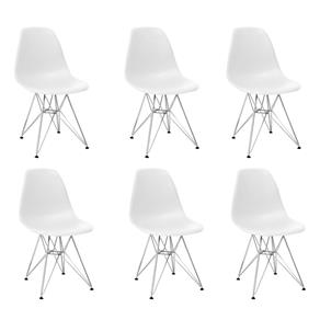 Conjunto com 6 Cadeiras Eames Eiffel Base Metal - BRANCO