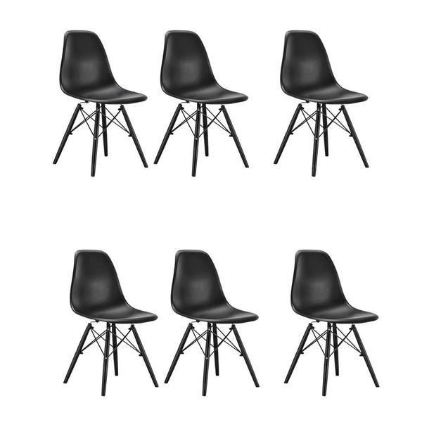Conjunto com 6 Cadeiras Eames Eiffel Condá Preto - Mobly