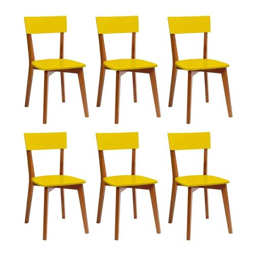 Conjunto com 6 Cadeiras Tóquio Mel e Amarela