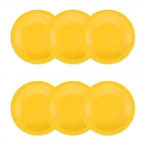 Conjunto com 6 Pratos Fundos 23Cm - Floreal Yellow - Oxford Daily - Amarelo