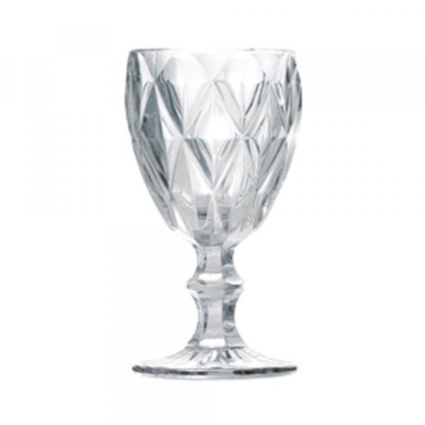 Conjunto com 6 Taças P/Vinho de Vidro Diamond Transparente 210Ml - Lyor