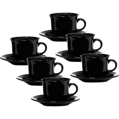 Conjunto com 6 Xícaras de Chá 200ml com Pires - Mail Order Black - Oxford Daily