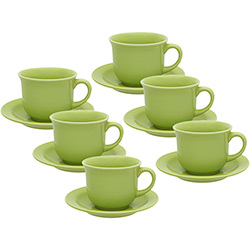 Conjunto com 6 Xícaras de Chá 200ml com Pires - Mail Order Green - Oxford Daily