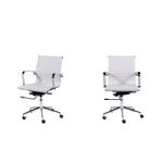 Conjunto com 2 Cadeiras de Escritório Esteirinha Charles Eames Pu Baixa Branca Inovakasa