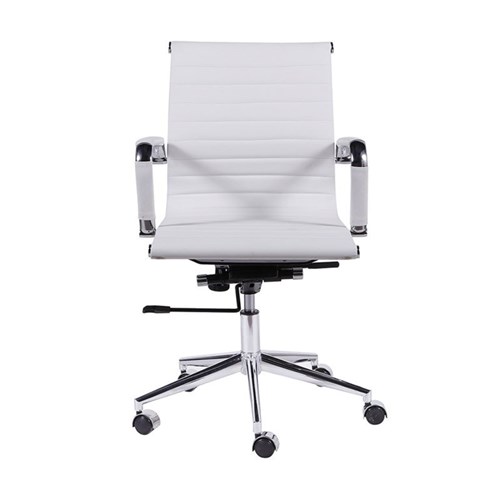 Conjunto com 2 Cadeiras de Escritório Esteirinha Charles Eames Pu Baixa Branca