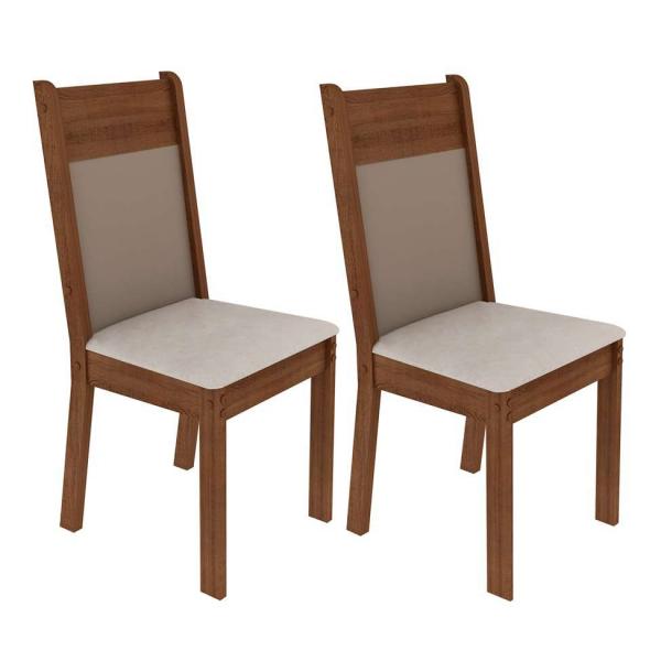 Conjunto com 2 Cadeiras de Jantar Denver Suede Rústico e Pérola - Madesa