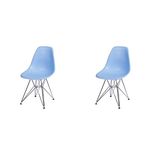 Conjunto com 2 Cadeiras Dkr Eames Polipropileno Base Eiffel Ferro Azul