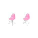 Conjunto Com 2 Cadeiras Dkr Eames Polipropileno Base Eiffel Ferro Rosa Inovakasa