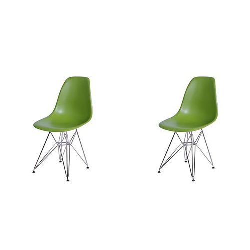 Conjunto com 2 Cadeiras Dkr Eames Polipropileno Base Eiffel Ferro Verde Inovakasa