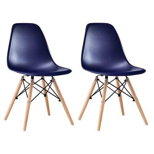 Tamanhos, Medidas e Dimensões do produto Conjunto com 2 Cadeiras Eames Eiffel Azul Marinho Base Madeira