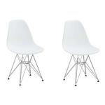 Conjunto com 2 Cadeiras Eames Eiffel Branco Base Metal