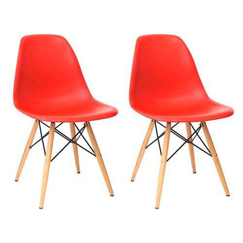 Tamanhos, Medidas e Dimensões do produto Conjunto com 2 Cadeiras Eames Eiffel Vermelho Base Madeira