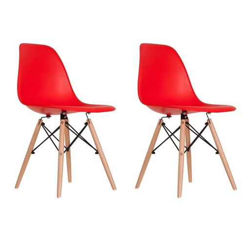 Conjunto com 2 Cadeiras Eames Vermelho - Tricae