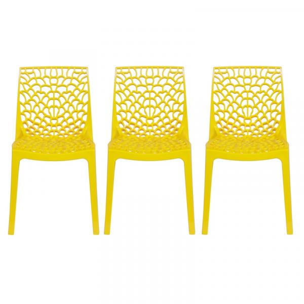 Conjunto com 3 Cadeiras Gruvyer Italiana Amarela - Inovakasa
