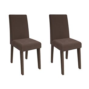 Conjunto com 2 Cadeiras Milena Suede - Marrom