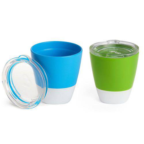 Conjunto com 2 Copos com Tampa Azul e Verde (Splash Toddler Cups) - 207 Ml - Munchkin