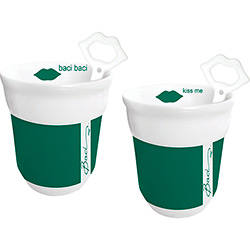 Conjunto com 2 Xícaras Verdes para Cappuccino com Colher - Orb