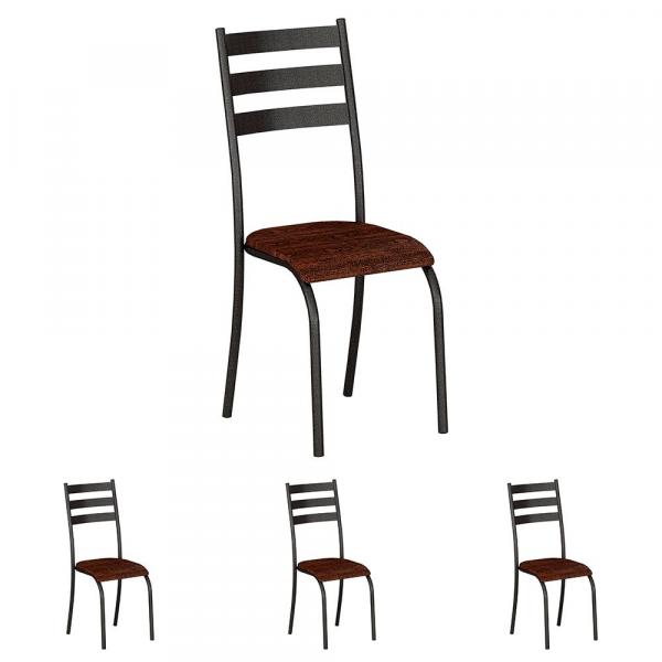 Conjunto de 4 Cadeiras 591/26 Madmelos Craquelado Dark / Maderado