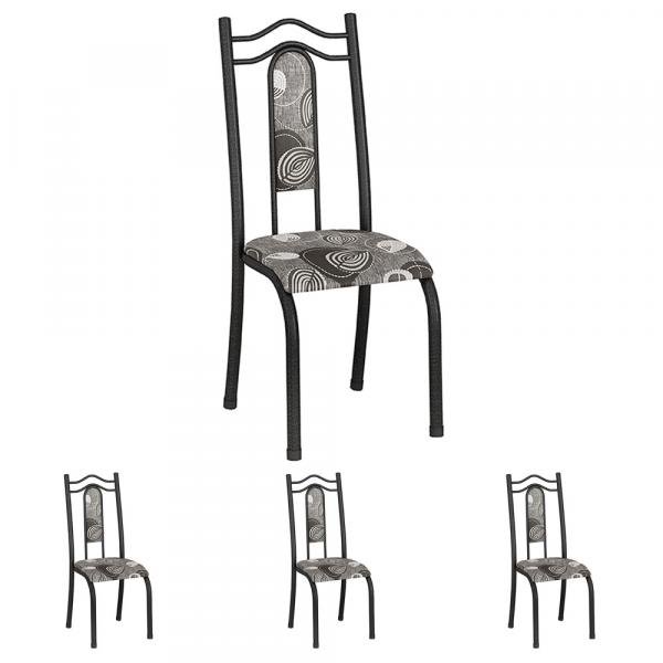 Conjunto de 4 Cadeiras 620/15 Madmelos Craquelado Dark / Folha
