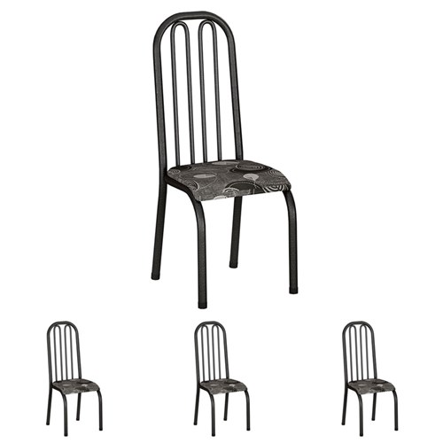 Conjunto de 4 Cadeiras 260/15 Madmelos Craquelado Dark / Folha