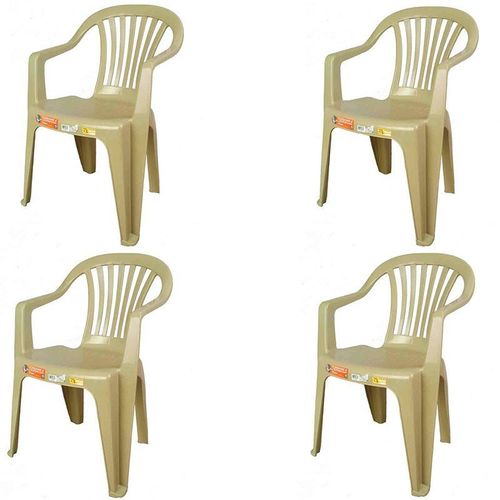 Conjunto de 4 Cadeiras Plásticas Poltrona Bege - Antares