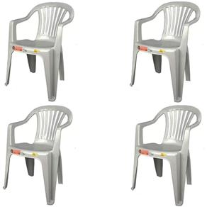 Conjunto de 4 Cadeiras Plásticas Poltrona Branca - Antares