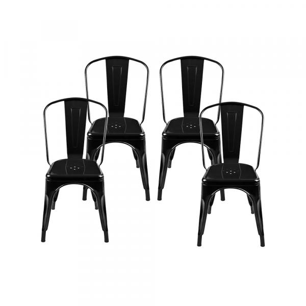 Conjunto de 4 Cadeiras Tolix Preta - Or Design