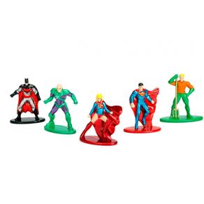 Conjunto de 5 Mini Figuras - 5 Cm - Nano Metal - DC Comics - Heróis e Vilões - Pack B - DTC