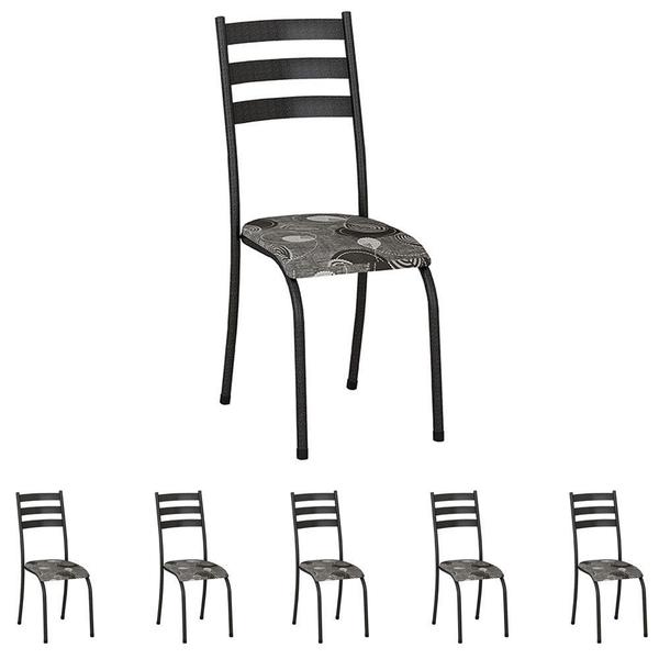 Conjunto de 6 Cadeiras 591/15 Madmelos Craquelado Dark / Folha