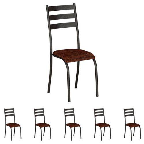Conjunto de 6 Cadeiras 591/26 Madmelos Craquelado Dark / Maderado