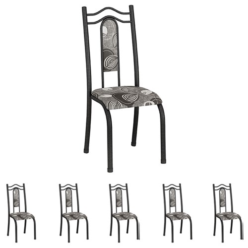 Conjunto de 6 Cadeiras 620/15 Madmelos Craquelado Dark / Folha