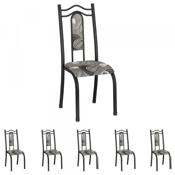 Conjunto de 6 Cadeiras 620/15 Madmelos Craquelado Dark / Folha