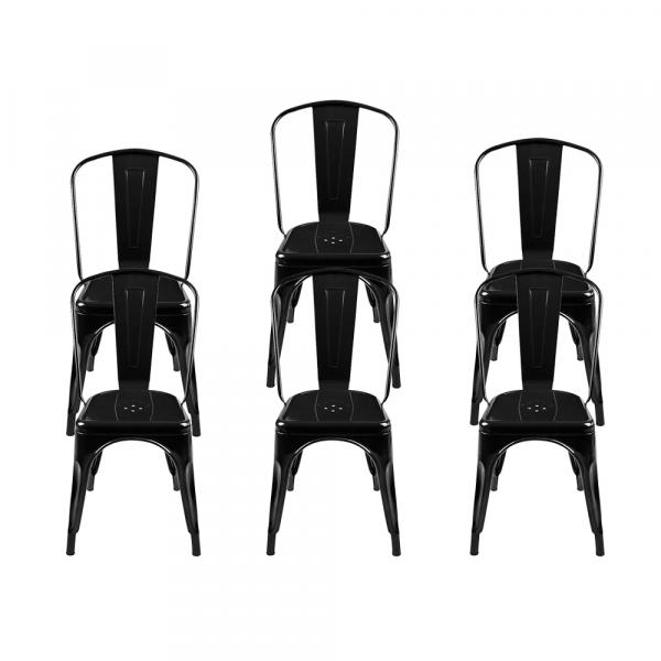 Conjunto de 6 Cadeiras Tolix Preta - Or Design